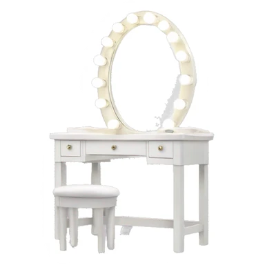 white vanity with hollywood light mirror  sticker