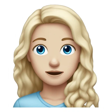 person with long brown hair, blue eyes, freckles, and pale skin sticker
