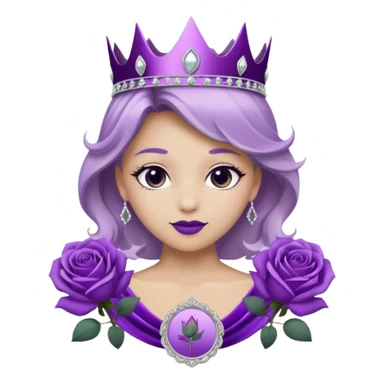 Purple shadow rose silver circle plaque with silver tiara sticker