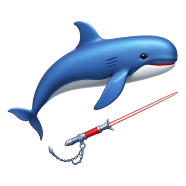 Une baleine avec un sabre laser rouge sticker