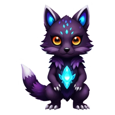 Epic Edgy Cute Colorful Vibrant Dark Nebula Modern Vernid-Protogen-creature-animal, full body sticker