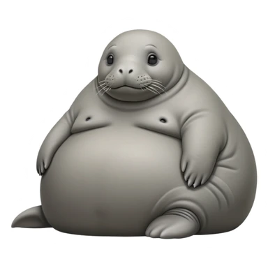 Homunculus Loxodontus, a blob-like gray creature with an elephant seal face, no distinct limbs, small hands folded on what looks like a lap, patient waiting posture sticker