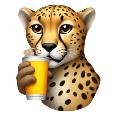 Cheetah drinking soda sticker