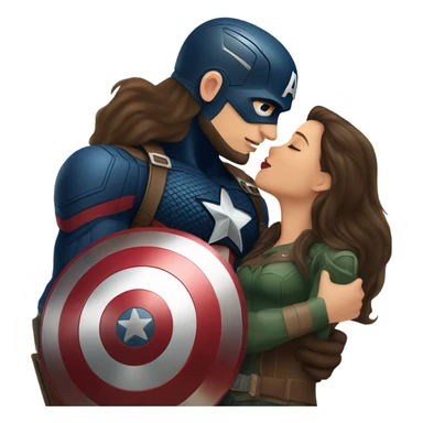 Captain America kissing brunette girl sticker
