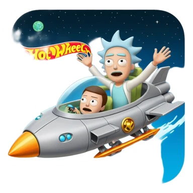 Hot wheels Rick and Morty flying in a spaceship to citadel  sticker