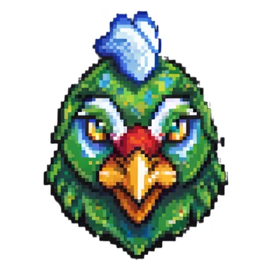 ultra-minimal blocky Minecraft chicken head emoji with one large colorful square pixel, perfectly square, extremely simple, abstract, playful, childlike sticker