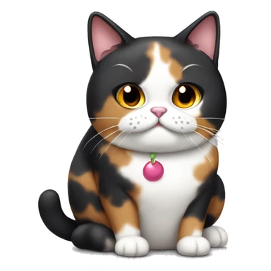 Fat calico cat with dark sundae sticker
