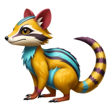 Colorful Numbat-Sergal-Civet-Tamarin-Cacomistl-Genet-Pokémon-Digimon-Fakémon-fusion-hybrid-creature sticker