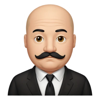 fat Bald guy with thick black mustache & tie sticker