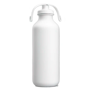 white water bottle with white lid, white handle strap sticker