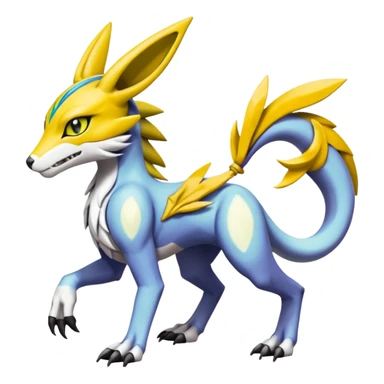 Colorful Meloetta-Bolthund-Renamon-Wargreymon-Sergal-Pokémon-Digimon-Fakémon-fusion-hybrid-creature sticker