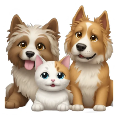 2 dogs and 1 cat playing together sticker