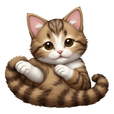 dark brown tabby and white kitten eyes closed whilst stretched out and  upside down sticker