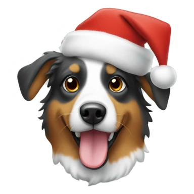 Aussie dog wearing Christmas hat sticker