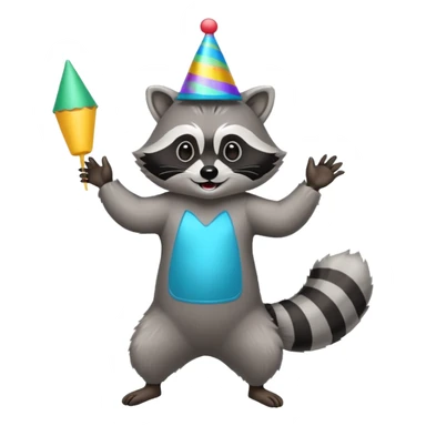 a full body raccoon celebrating / dancing  sticker
