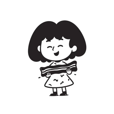 little girl with bacon sticker