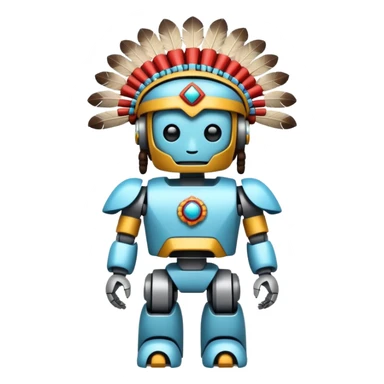 Full Robotic figure wearing native American regalia sticker