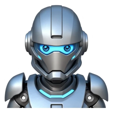 futuristic war robot portrait, head and shoulders only, glowing eyes, detailed helmet faceplate, armor collar, sci-fi metal textures, 3D cartoon, mobile game icon style, clean background, no text, no watermark
 sticker