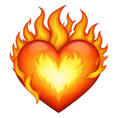 Heart on fire burning with passionate flames sticker
