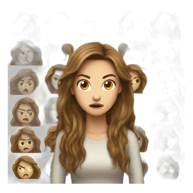 Brown long hair, white girl angry sticker