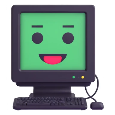 Pixel computer terminal with face — classic green-on-black monitor that “winks” or shows emojis. sticker