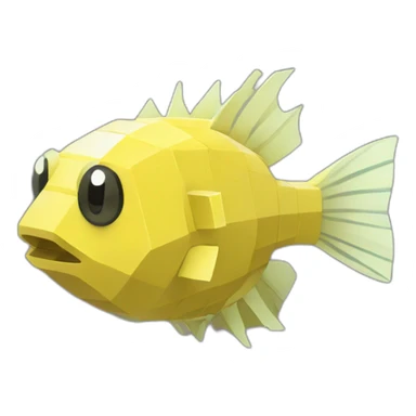 cube yellow fugu fish with two fins and tail in minecraft style full size sticker