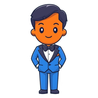 blue tuxedo with open buttons sticker