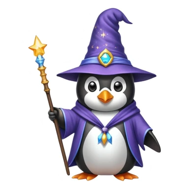 penguin wizard with magic wand and wizard hat sticker