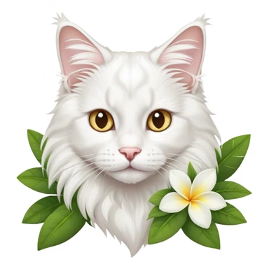 A cute  little white Maine coon and frangipani sticker
