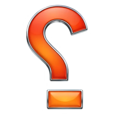 red-and-orange colored question mark with the chrome effect sticker