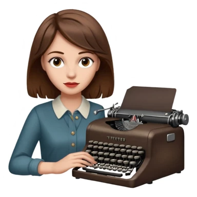 woman with vintage typewriter sticker