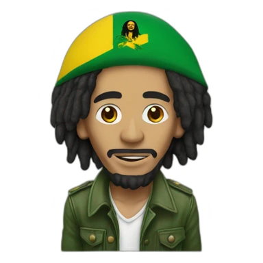 bob marley with head in jamaica flag colors sticker