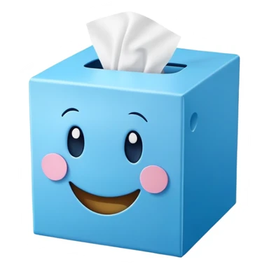 Blue tissue box with a cute smile. sticker
