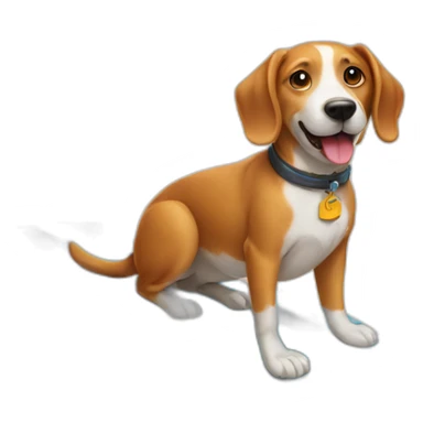 A dog on a surfboard sticker