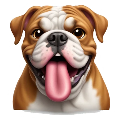 Red English bulldog fat tongue out  sticker