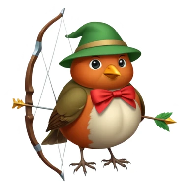 a cute and simple cartoon of a fat robin bird that looks like robin hood sticker