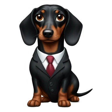 Black weiner dog in suit sticker