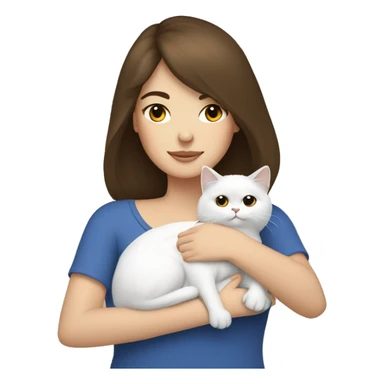 Brunette woman snuggling white Persian cat sticker