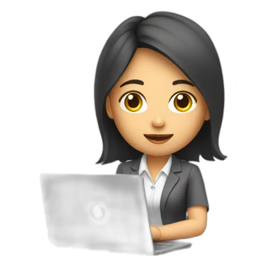 young asian office woman working behind laptop sticker