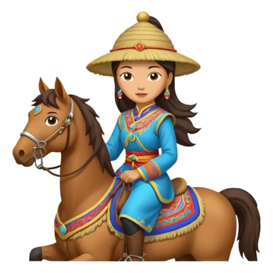 mongolian woman on horse sticker