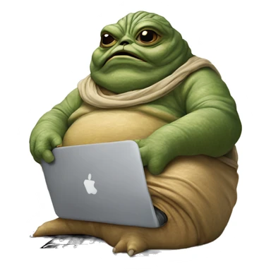 Jabba the Hutt from Star Wars with a laptop sticker