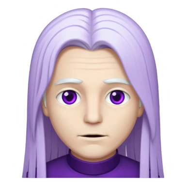 Beyaz uzun ve düz saçları olan,mor göz rengi olan, bembeyaz tenli bir erkek,genç sticker