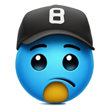 sad smiley face in a sports cap sticker