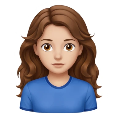 brown hair, hazel eyes, blue athletic shirt, wavy long hair  girl sticker