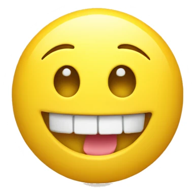 Smiling yellow face with a yellow bone in its mouth sticker