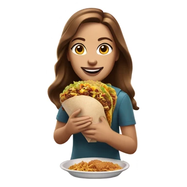 White girl with brown hair eating Taco Bell sticker