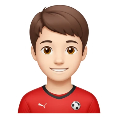 - Nam
- 15 tuổi
- Da trắng
- Tóc nâu, ngắn
- Cười mỉm
- Áo bóng đá màu đỏ
 sticker