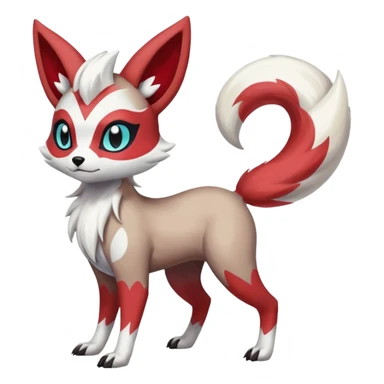 Colorful Skilled Adept Graceful Asian Painted Meloetta-Furret-Lycanroc-Absol-Zangoose-fusion-hybrid-creature (full body) sticker