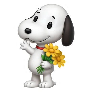 Snoopy holding flower bouquet sticker