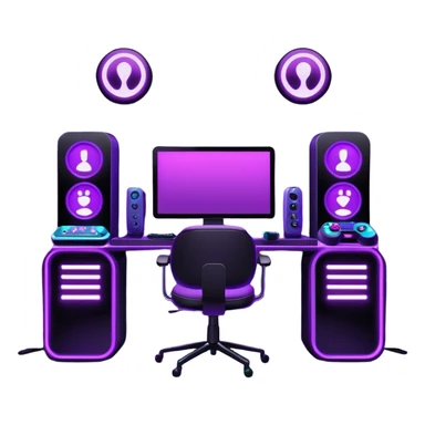 purple gaming setup sticker